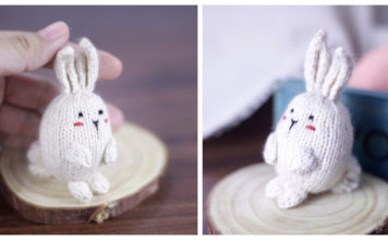 My white Bunny Keychain Free Knitting Pattern