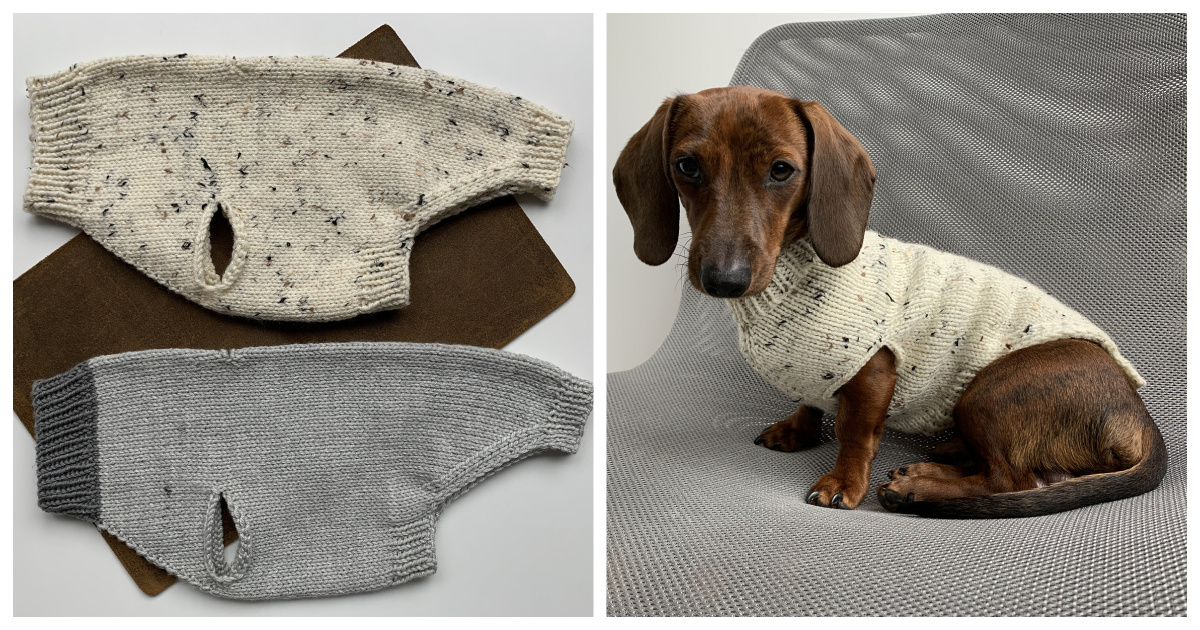 Seamless Dog Sweater Free Knitting Pattern and Video Tutorial