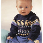 Baby Jumper with Rabbit Motif Free Knitting Pattern