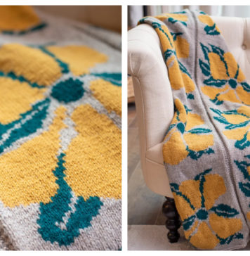 Big Flower Blanket Free Knitting Pattern
