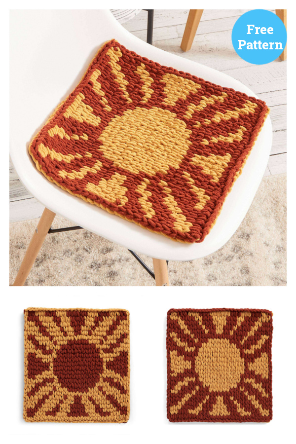 Sunshine Chair Pad Free Finger Knitting Pattern