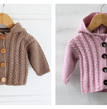 Baby Cabled Jacket with Hood Free Knitting Pattern