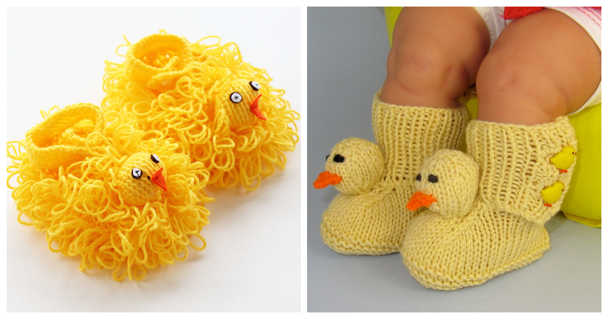 Baby Chick Booties Free Knitting Pattern