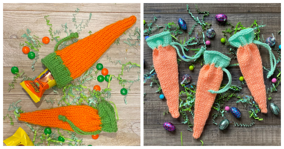 Little Carrot Pouch Free Knitting Pattern