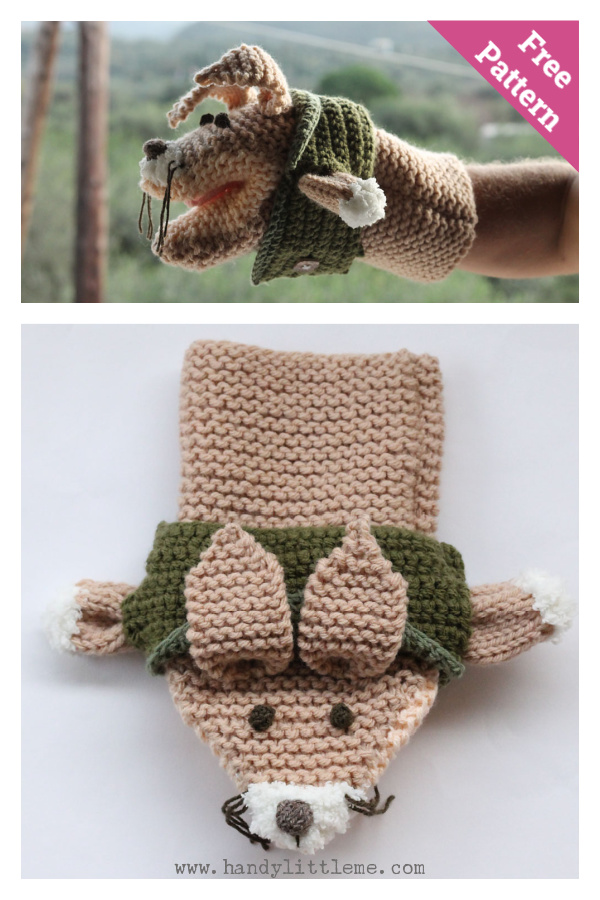 Animal Hand Puppet Toy Free Knitting Pattern