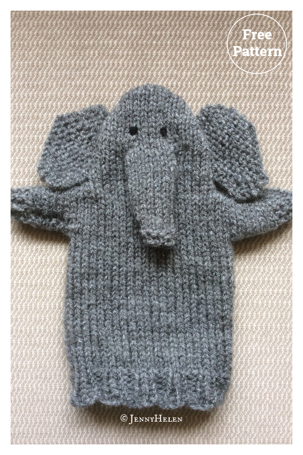 Elephant Puppet Free Knitting Pattern