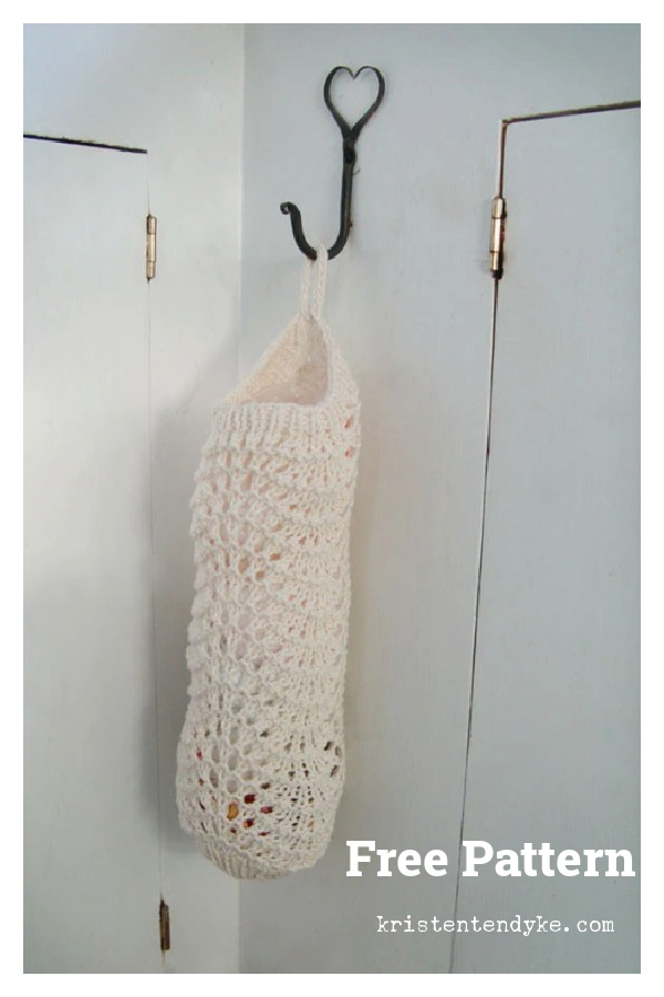 Feather and Fan Plastic Bag Keeper Free Knitting Pattern