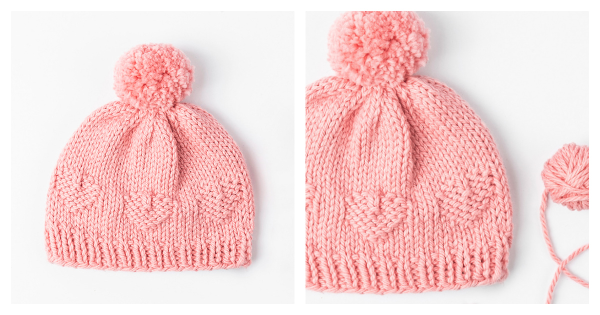 Helena Heart Newborn Hat Free Knitting Pattern