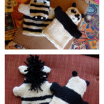 Panda and Zebra Hand Puppets Free Knitting Pattern
