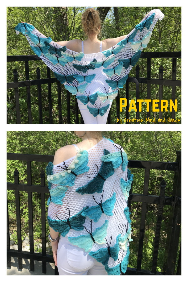 Blue Butterfly Shawl Knitting Pattern 