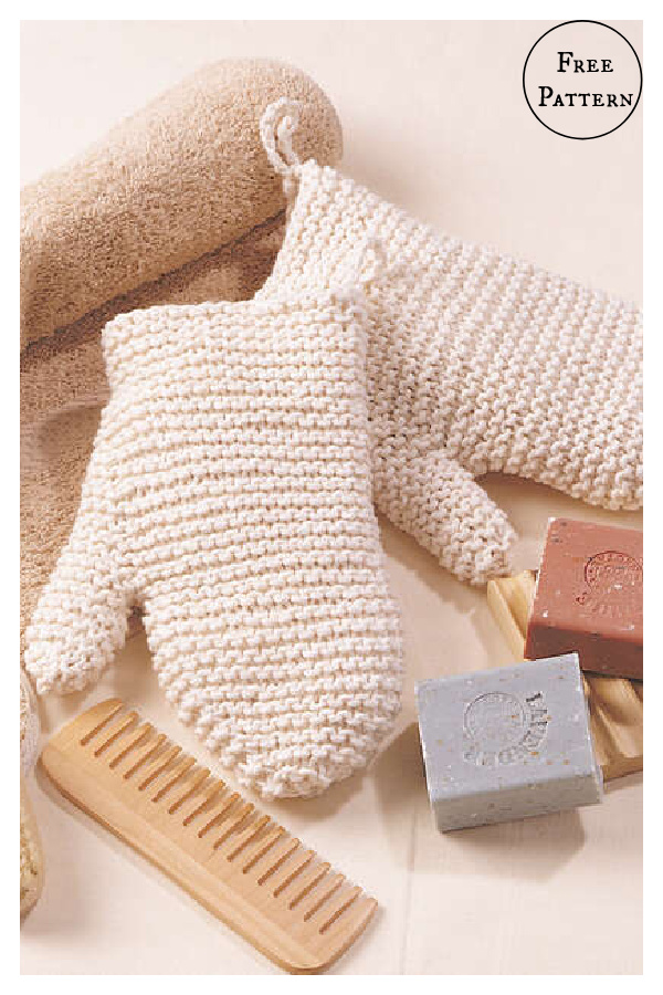 Cream Bath Mitt Free Knitting Pattern