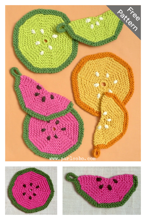 Fruity Trivets and Potholders Free Knitting Pattern