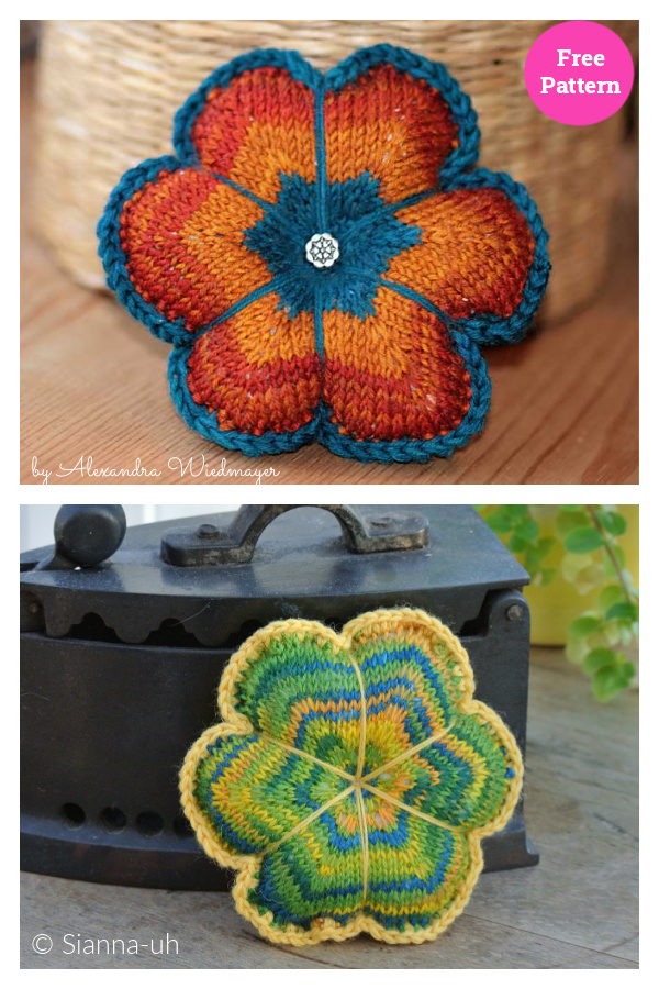Flower Pincushion Free Knitting Pattern