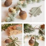Acorn and Oak Leaf Christmas Decoration Free Knitting Pattern