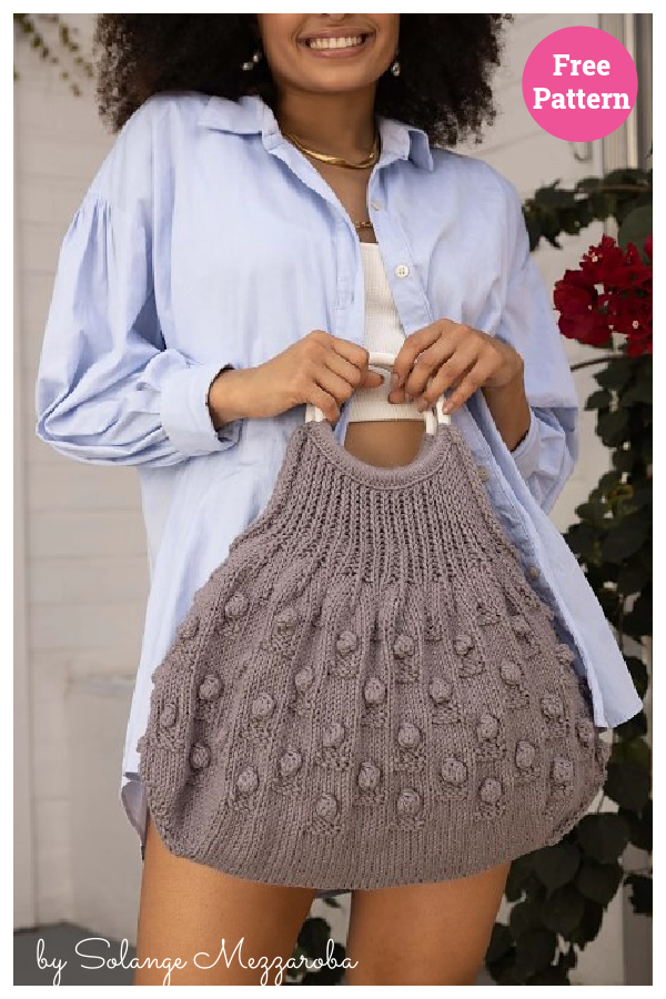 Bobble Stitch Gray Handbag Free Knitting Pattern
