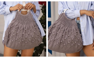 Bobble Stitch Gray Handbag Free Knitting Pattern