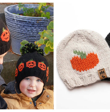 Colorwork Pumpkin Hat Free Knitting Patterns