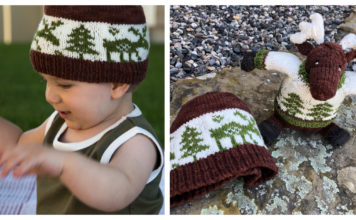 Moose and Pine Hat Free Knitting Pattern