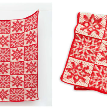 Mosaic Snowflakes Blanket Free Knitting Pattern