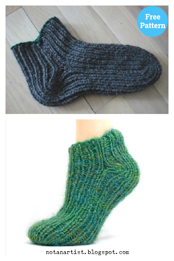 Simple 2-Needle Slipper Socks Free Knitting Pattern