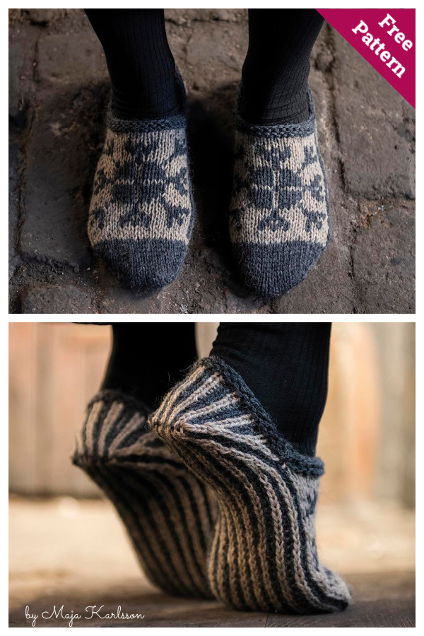 Smide Colorwork Slippers Free Knitting Pattern