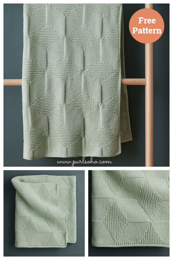 Tumbling Blocks Blanket Free Knitting Pattern