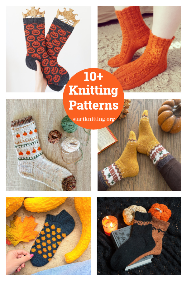 10+ Halloween Pumpkin Socks Knitting Patterns 