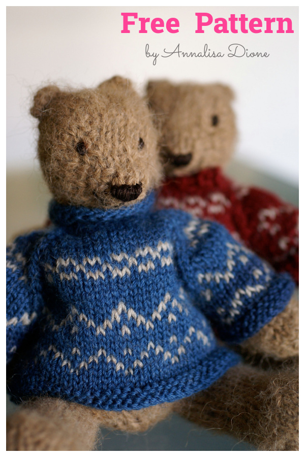 Bear in Sweater Free Knitting Pattern 