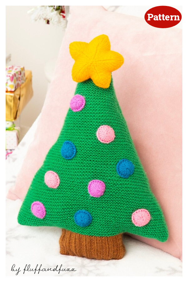 Christmas Tree Cushion Knitting Pattern