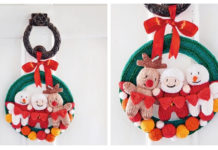 Christmas Wreath with Characters Free Knitting Pattern