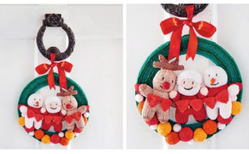 Christmas Wreath with Characters Free Knitting Pattern