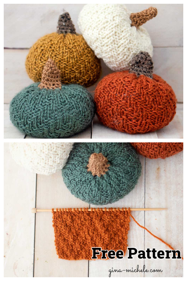 Flat Knit Chevron Pumpkins Free Knitting Pattern