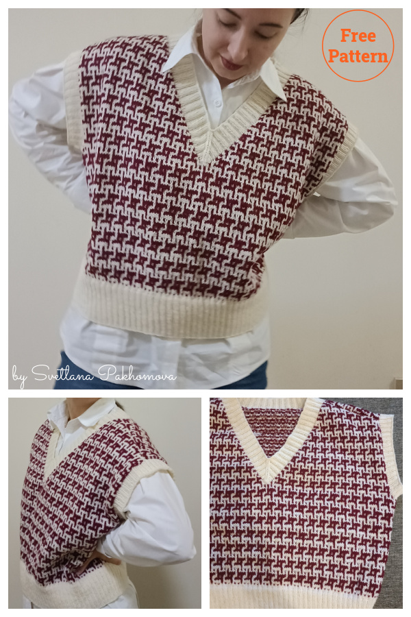 Hashtag Mosaic Vest Free Knitting Pattern