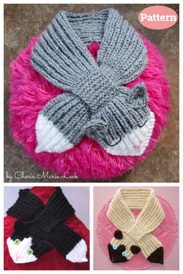 Kitty Keyhole Scarf Knitting Pattern
