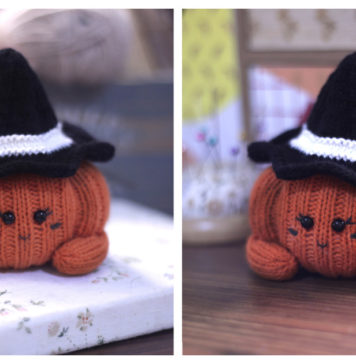 Little Halloween Pumpkin with Hat Free Knitting Pattern