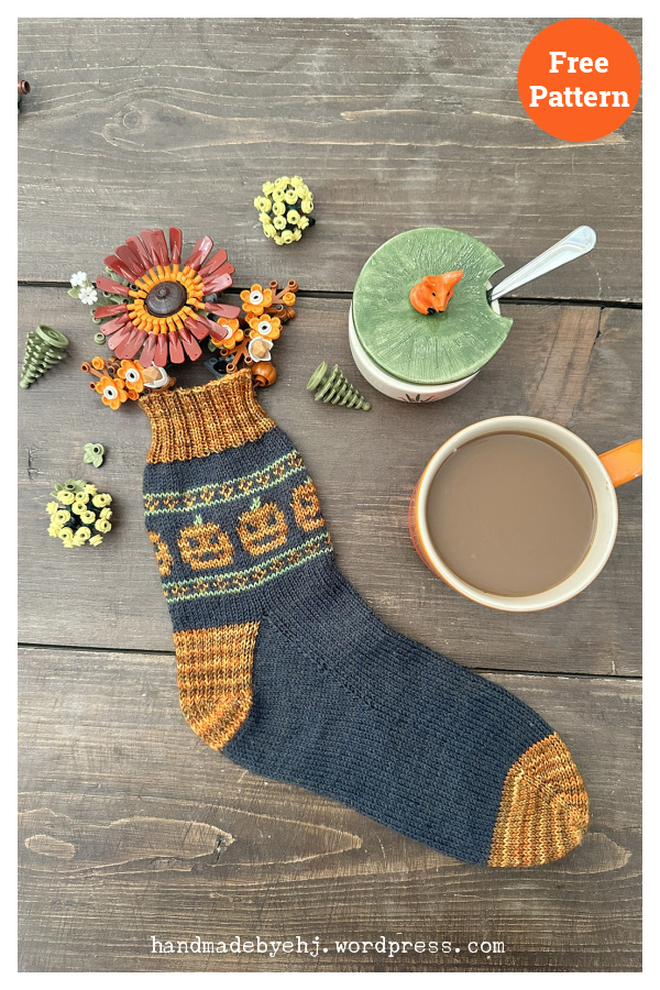 Pumpkin Socks Free Knitting Pattern 