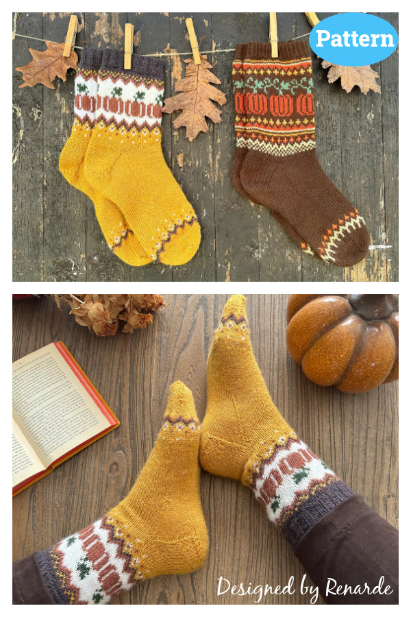Pumpkin patch Socks Knitting Pattern