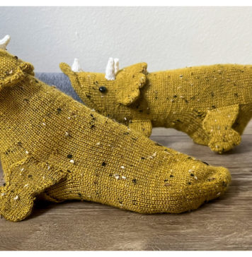 Tricerasocks Triceratops Dinosaur Socks Knitting Pattern