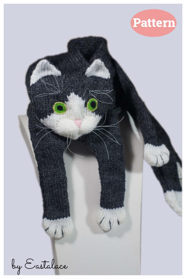 Tuxedo Cat Scarf Knitting Pattern