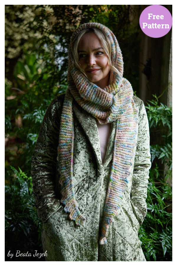 Faefolk Hood Hooded Scarf Free Knitting Pattern
