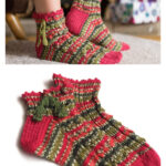 Holly Berry Christmas Socks Free Crochet Pattern