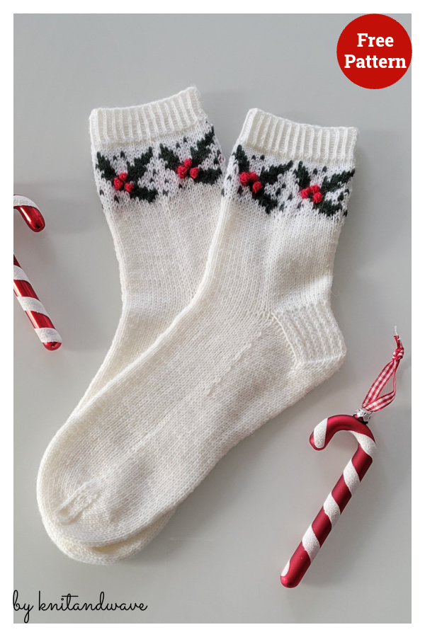 Holly Christmas Socks Free Crochet Pattern