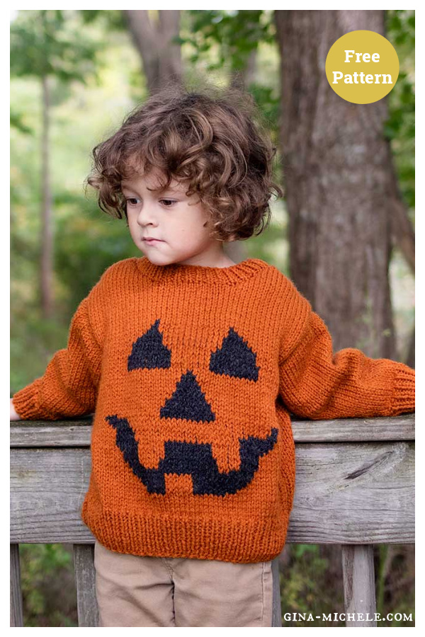 Kids Jack O Lantern Sweater Free Knitting Pattern