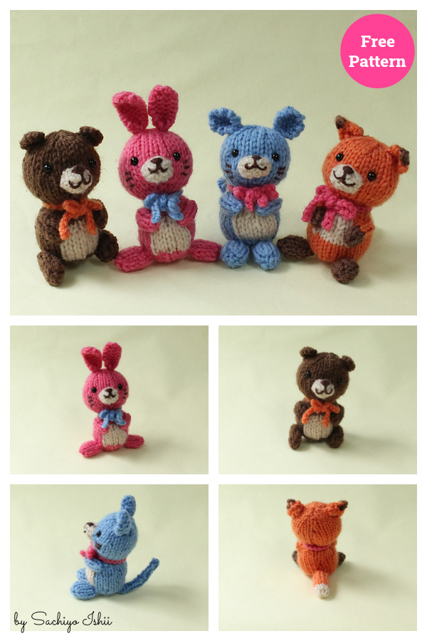 Mini Animal Mascots Free Knitting Pattern