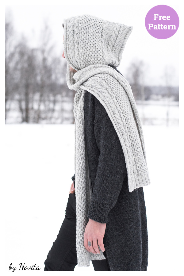 Väylä hooded scarf Free Knitting Pattern