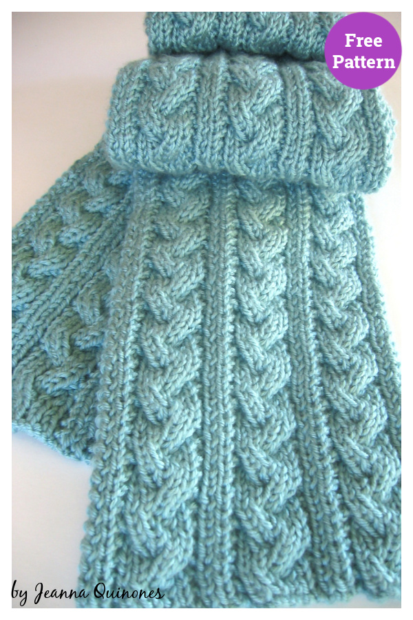 Braid Cable Reversible Hiking Scarf Free Knitting Pattern