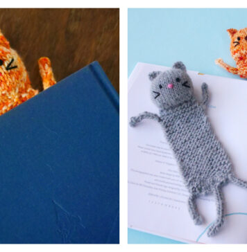 Inside Cat Bookmark Free Knitting Pattern