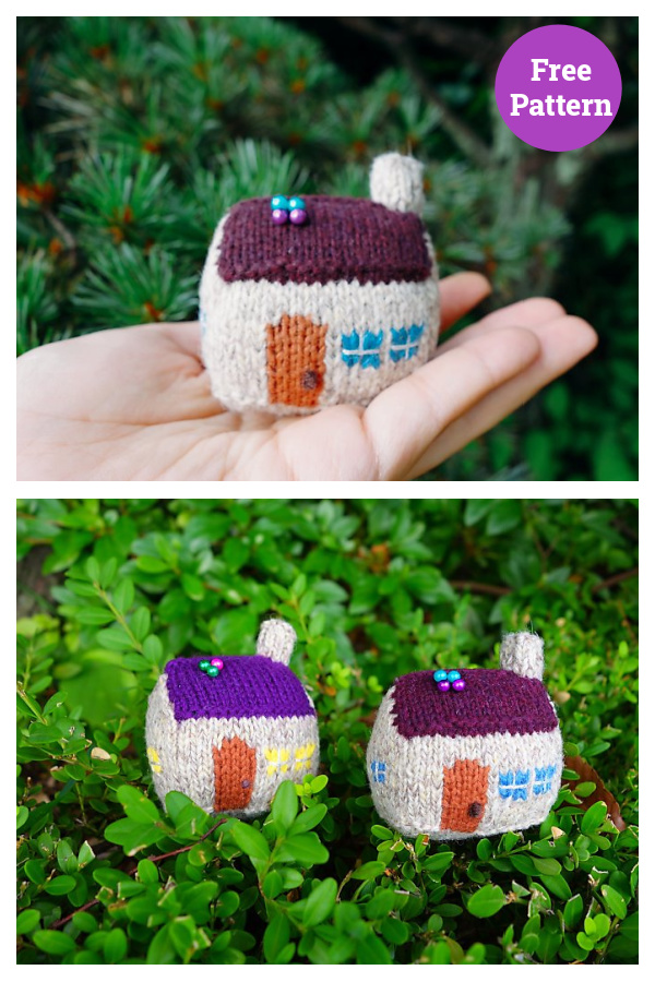 Miniature House Free Knitting Pattern 