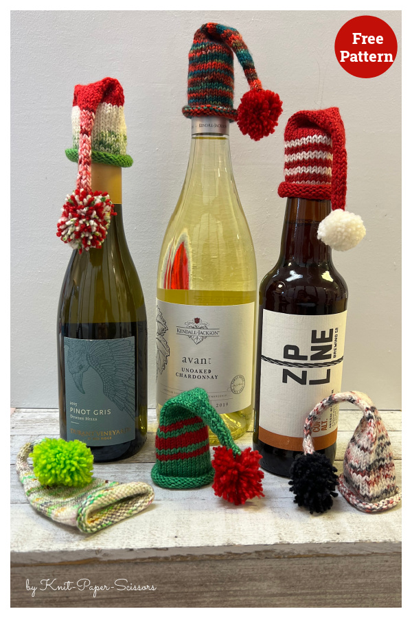 Wine Bottle Hats Free Knitting Pattern