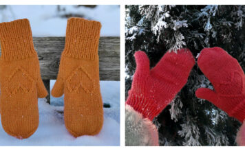 Arched Gusset Heart Mittens Free Knitting Pattern